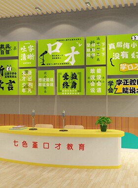 口才教室布置装饰少儿播音艺术培训机构文化小主持人背景墙面