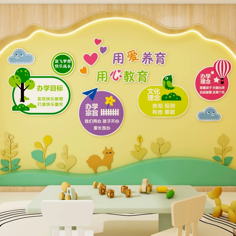 午托管班文化墙贴幼儿园环创主题墙成品装饰教育培训机构形象布置
