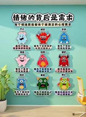 班级心理角布置墙贴装饰画小学生幼儿园学校教室心理健康疏导挂图