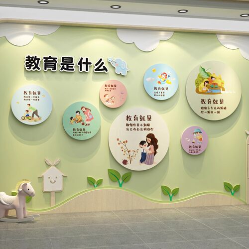 幼儿园大厅教育是什么主题墙文化形象理念走廊墙面装饰布置环创贴