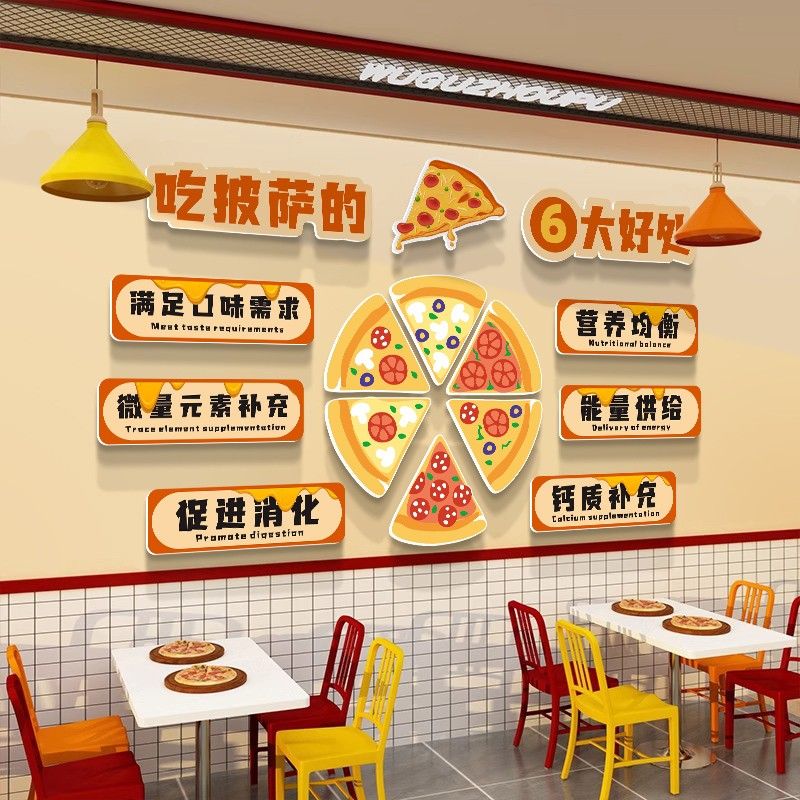 披萨店墙面装饰画西餐厅广告海报宣传布置墙贴画快餐店自粘贴纸画