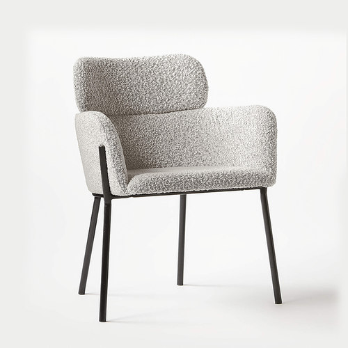 设计师餐椅北欧羊羔绒休闲椅扶手