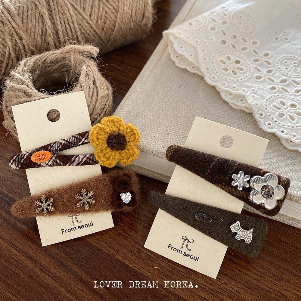 春夏新款咖色毛线花朵少女发卡高级感头饰发夹蝴蝶结复古侧边夹女,饰品/流行首饰/时尚饰品新,发饰,淘宝优惠券,粉丝福利购,淘宝优惠卷