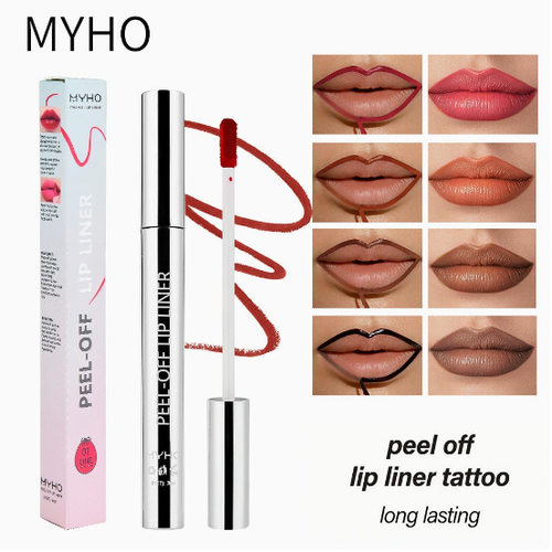 myho撕拉唇线笔勾线唇笔哑光显白持色不易晕染剥离式唇釉跨境