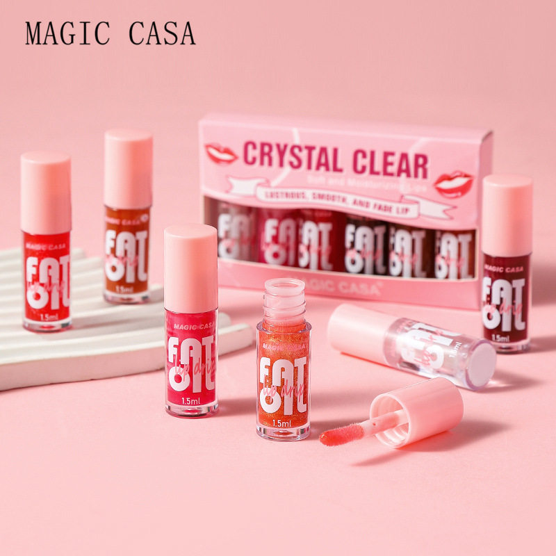 MAGIC CASA六支套装水光果冻护唇油丰唇液滋润打底润唇蜜跨境外贸