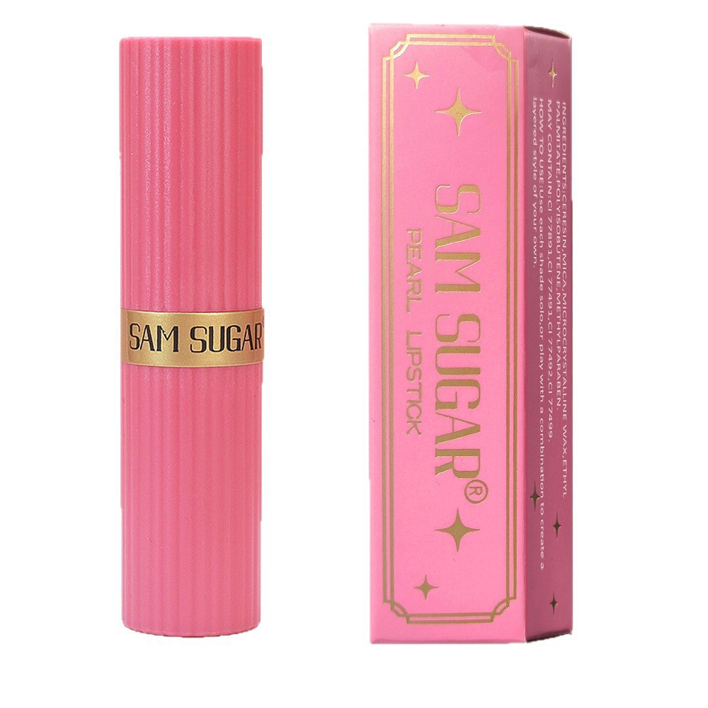 SAM SUGAR巧克力棒口红6色彩妆珠光耀金不易掉色细闪钻石唇膏跨境