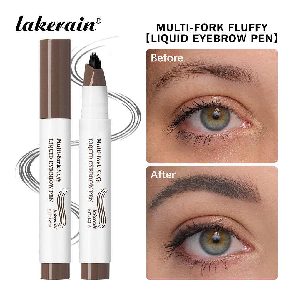跨境lakerain多叉水眉笔自然仿真野生眉不易脱妆根根分明塑型