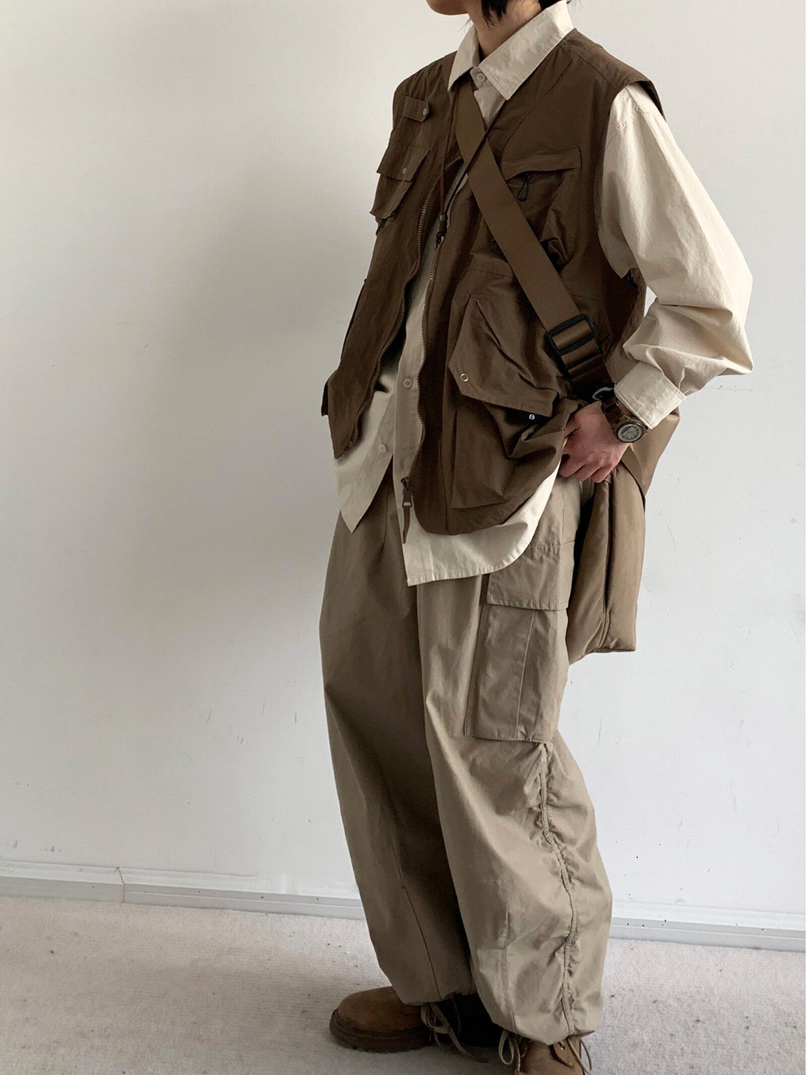 JAPANESE RETRO LOOSE CARGO VEST MENS AND WOMENS SPRING AND AUTUMN AMECO CARCAN CAMPING TACTICS SLEEVELESS VEST JACKET