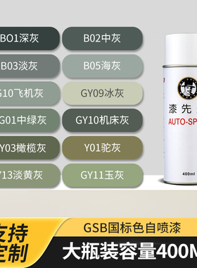 漆先生GSB国标B02中灰GY09冰灰B05海灰色BG01中绿灰自喷漆定制漆
