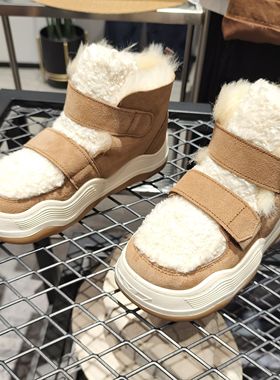 jm快乐玛丽雪地靴冬季羊毛保暖皮毛一体舒适防滑底女鞋87351