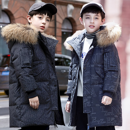 ABC中长款白鸭绒加厚男童羽绒服