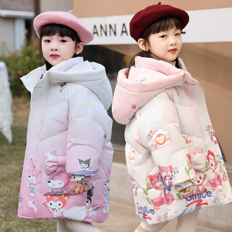 2025新款ABC女童羽绒服免洗加厚中小童中长款洋气女宝宝冬季外套