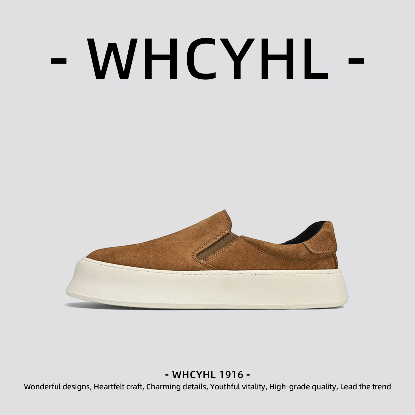 【轻奢潮牌】WHCYHL老钱风男鞋潮牌春季一脚蹬乐福鞋复古休闲板鞋,流行男鞋,乐福鞋（豆豆鞋）,淘宝优惠券,粉丝福利购,淘宝优惠卷