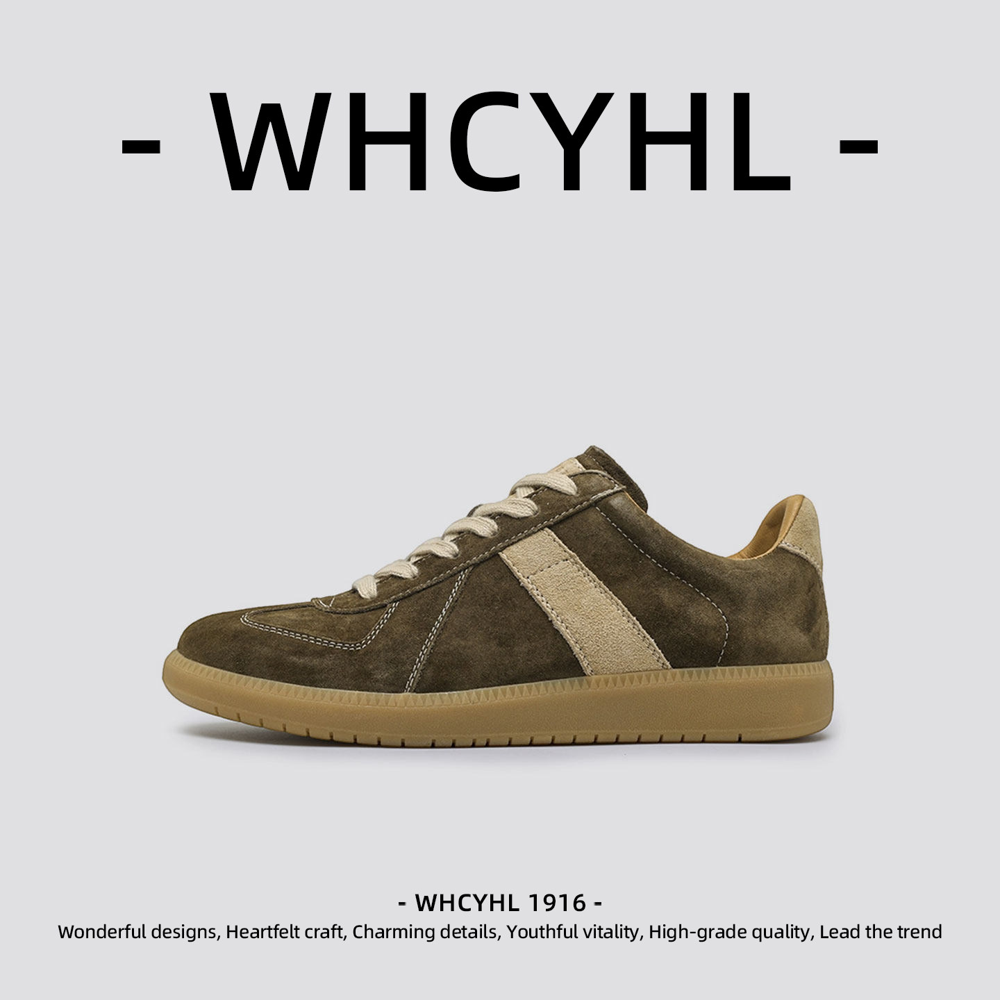 【轻奢潮牌】WHCYHL复古休闲板鞋男款春季真皮防滑百搭运动阿甘鞋,流行男鞋,休闲板鞋,淘宝优惠券,粉丝福利购,淘宝优惠卷