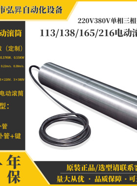 113/138/165/216单相三相220V/380V交流油冷电动滚筒不锈钢托辊筒