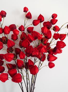 仿真花灯笼花新中式新年摆件假花枯枝干花插花客厅餐桌装饰品花艺