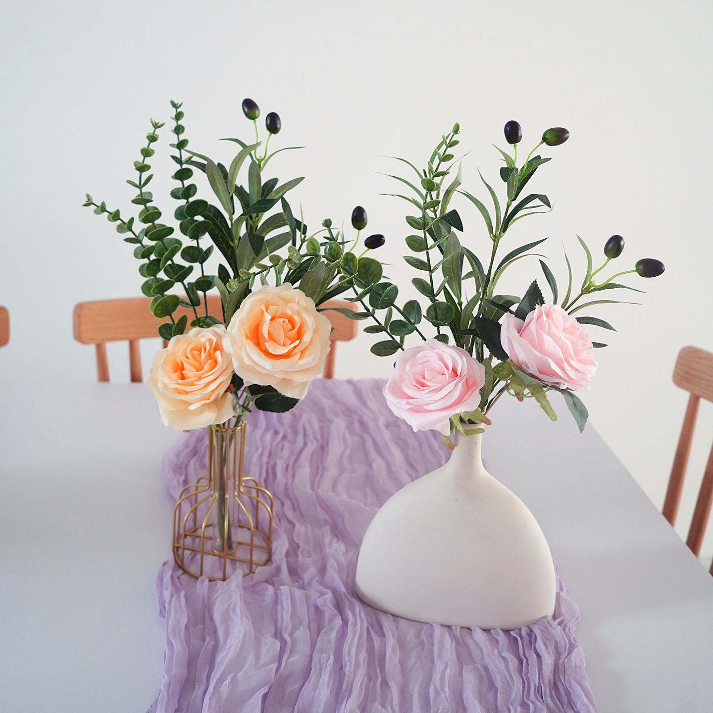 高级感逼真玫瑰仿真花假花绿植橄榄枝摆设客厅餐桌装饰插花艺摆件