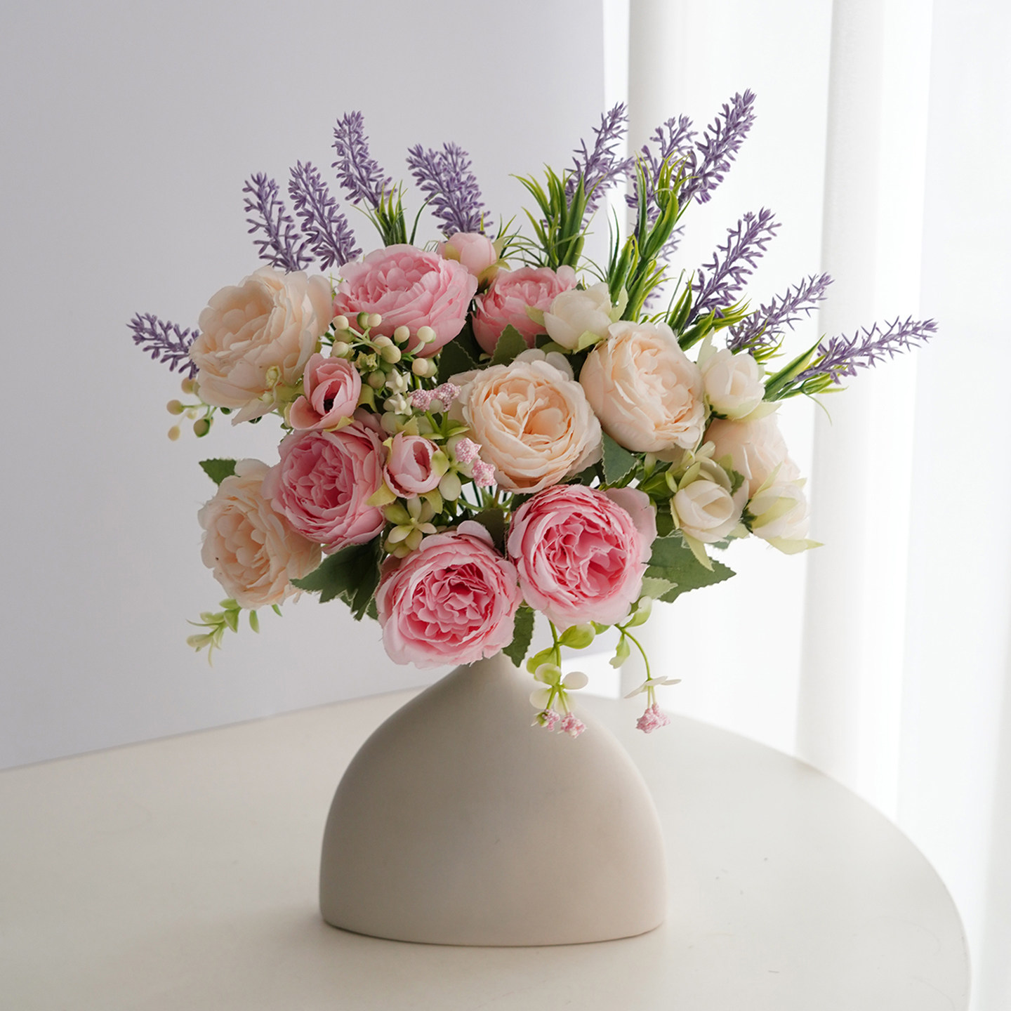 牡丹花束假花仿真花薰衣草摆设家居花瓶摆件塑料花客厅餐桌花摆花