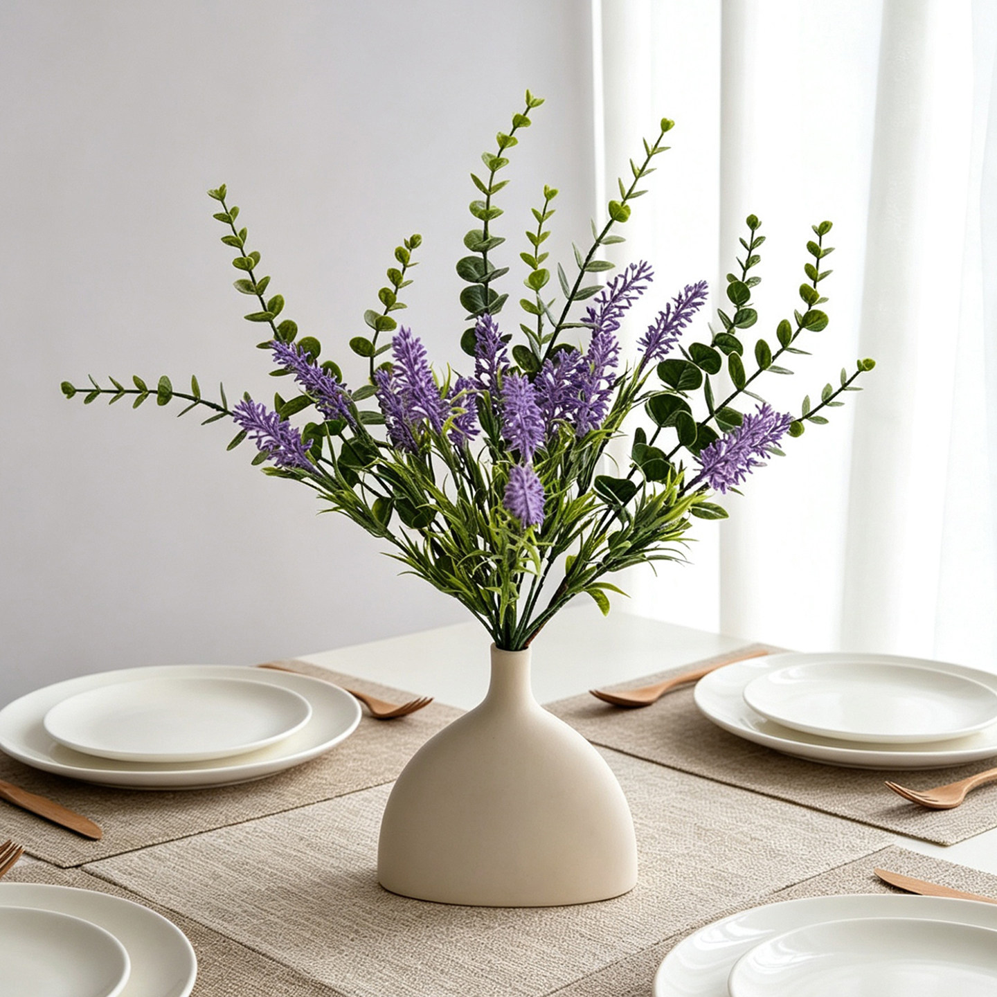 薰衣草尤加利绿植仿真花摆设插花花瓶客厅装饰摆件餐桌花艺假花束
