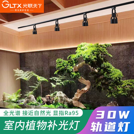 光联天下30W植物生长灯LED轨道射灯全光谱自然光绿植景观墙补光灯