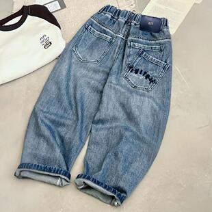 2026春新款 儿童裤 中大童休闲裤 宽松弯刀裤 子2602 薄款 HJ男童牛仔裤