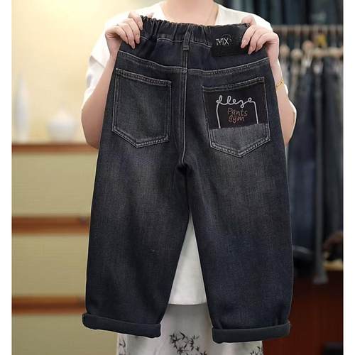 HJ男童加绒牛仔裤2025冬装新款秋冬款儿童男孩加厚一体绒长裤