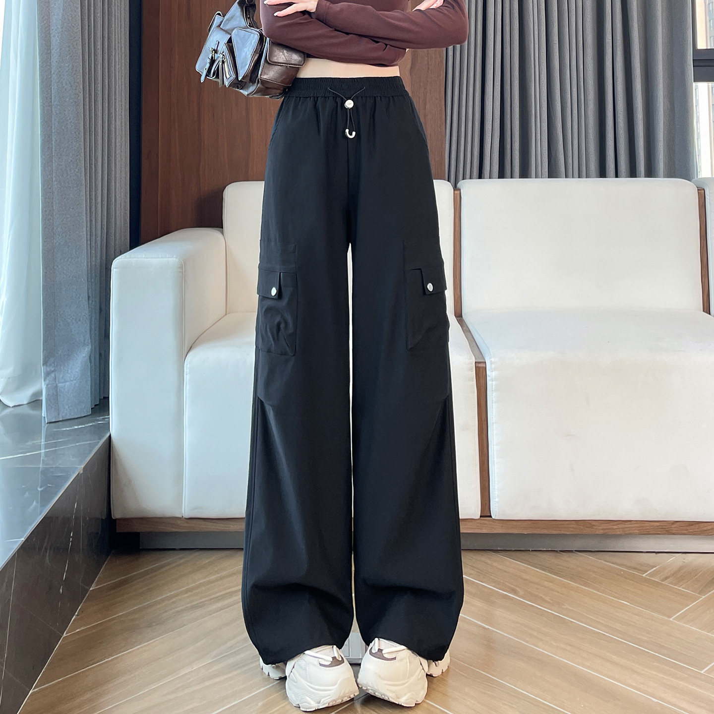 少女中学生工装裤子女秋季新款学生高中生阔腿初中生直筒休闲裤