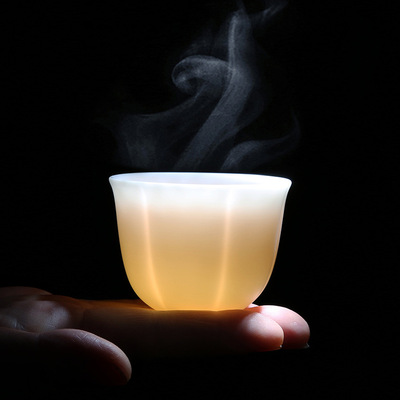 素烧羊脂玉茶杯大号主人杯白润玉瓷品茗杯水杯中国白茶具定logo制