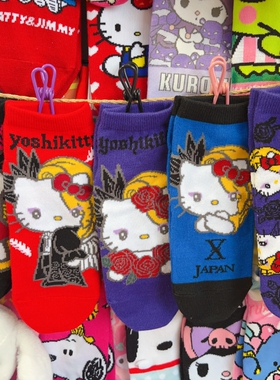 春夏新品出口日本短筒女袜可爱糖果色短袜女袜yoshikitty短袜