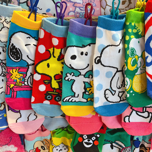 出口日本可爱卡通史努比snoopy查理花生村糊涂塌客女袜短袜短筒袜
