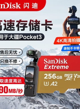 闪迪高速存储卡256G适用大疆pocket3运动相机内存卡tf卡pockets3