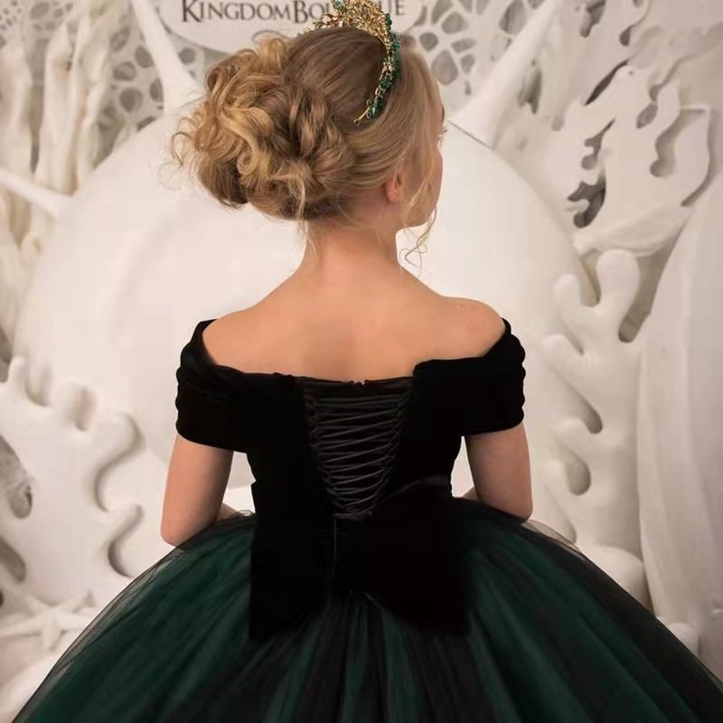 女童婚纱礼服走秀拖尾晚礼服公主裙大童花童钢琴演出服洋气公主裙