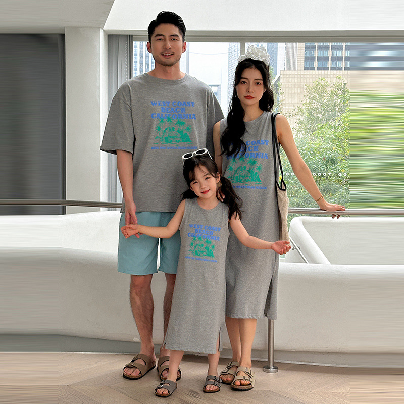 字母背心连衣裙母女装夏季新款休