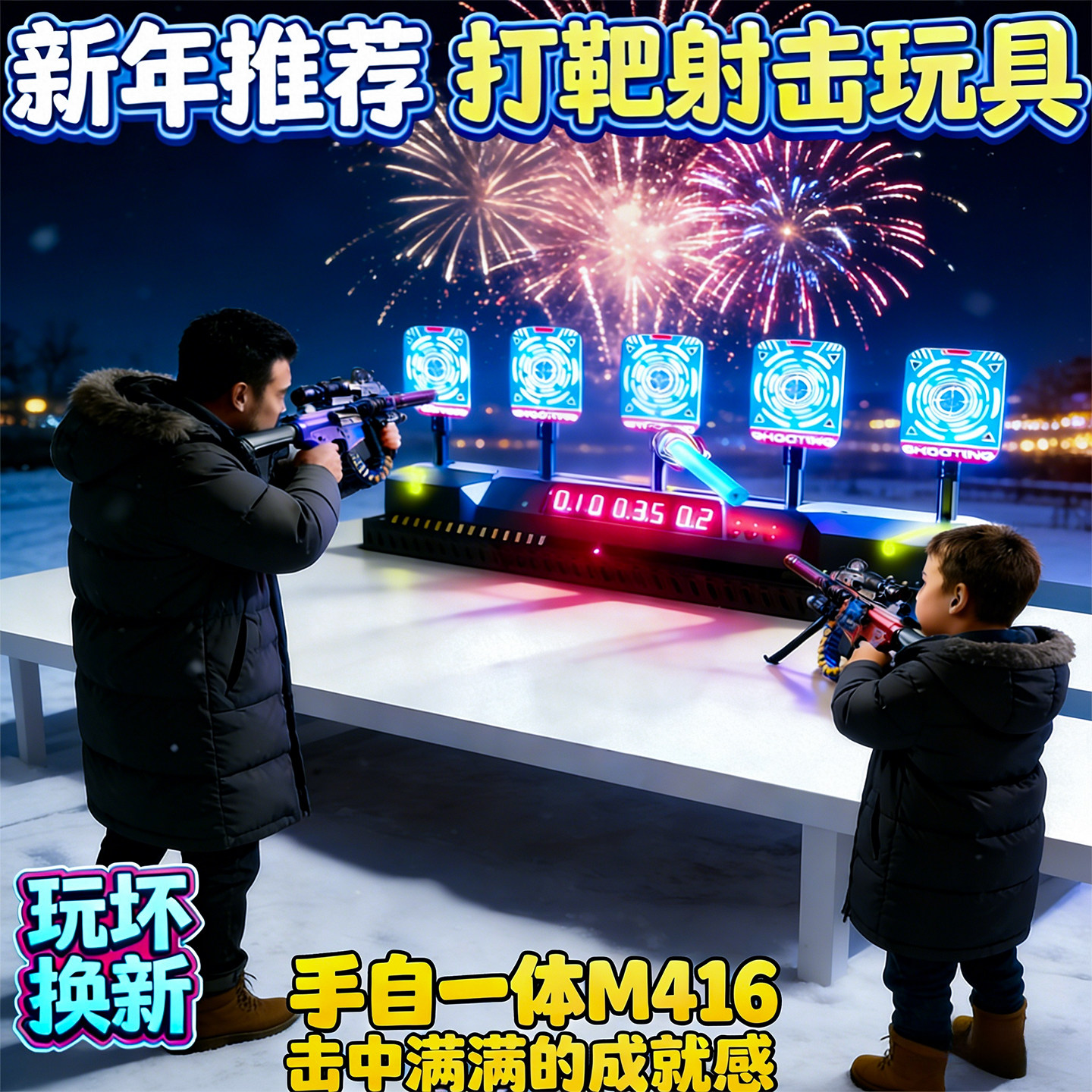 打靶射击玩具移动训练靶亲子互动玩具双人对战游戏儿童打枪软弹枪
