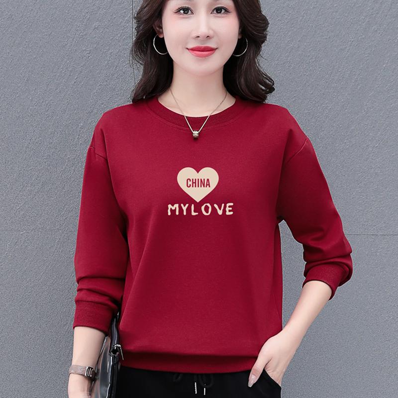 圆领卫衣女春秋2025新款时尚减龄40岁妈妈打底衫休闲长袖上衣外套,女装卫衣/绒衫,燕颉服饰