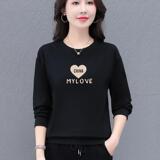 圆领卫衣女春秋2025新款时尚减龄40岁妈妈打底衫休闲长袖上衣外套，女装卫衣/绒衫，燕颉服饰