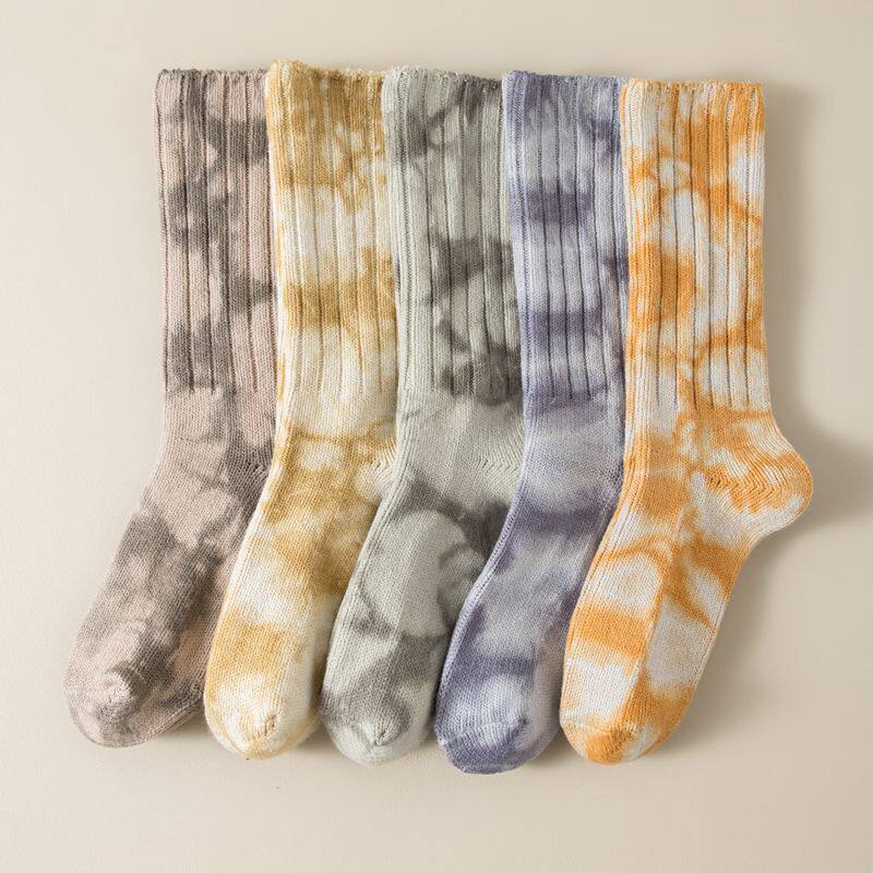 日系复古粗线袜子男女同款情侣长袜秋冬季厚针织毛线中筒堆堆高帮