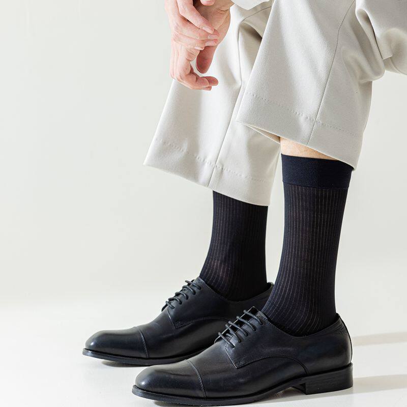 皮鞋袜子男士丝袜夏款黑色商务正装西装长袜日本锦纶超薄丝光中筒