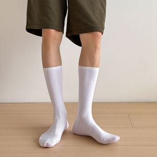 白色堆堆袜子男款秋冬棉长筒纯色小腿袜黑色潮流日系堆叠高筒拖鞋