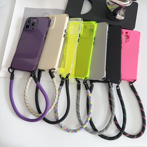 四角开孔侧挂带手提短绳17手机壳