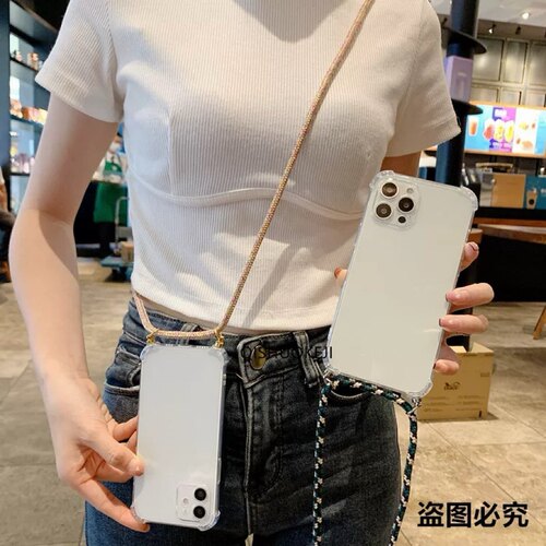 适用苹果15pro斜挎挂绳12手机壳
