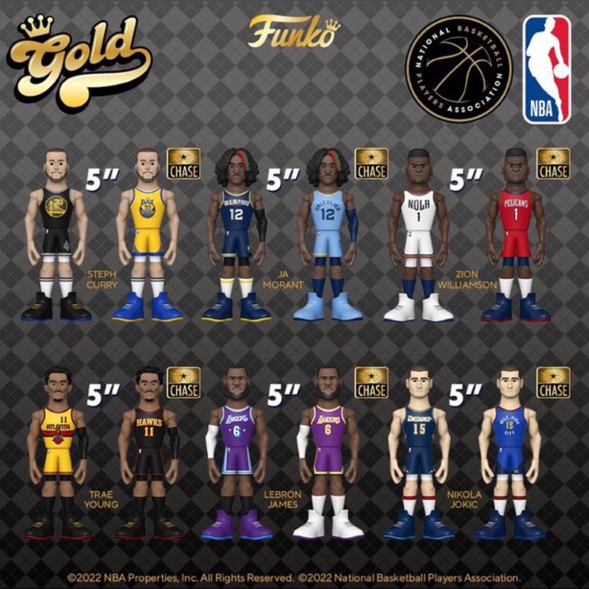 Funko gold潮流手办詹姆斯库里东契奇莫兰特约基奇NBA公仔5英寸-封面