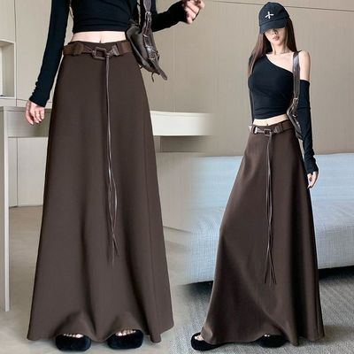 半身裙女2025春秋新款时尚气质百搭宽松显瘦高腰遮胯垂感A字长裙