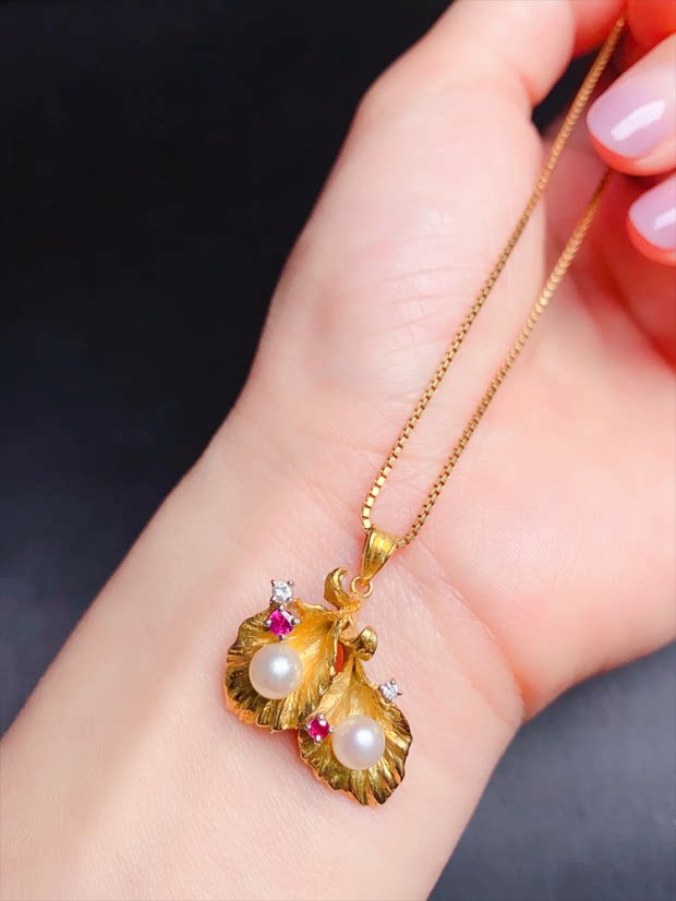 日本设计师岩仓康二吊坠挂件日本中古回流珠宝首饰18k金镶嵌珍珠