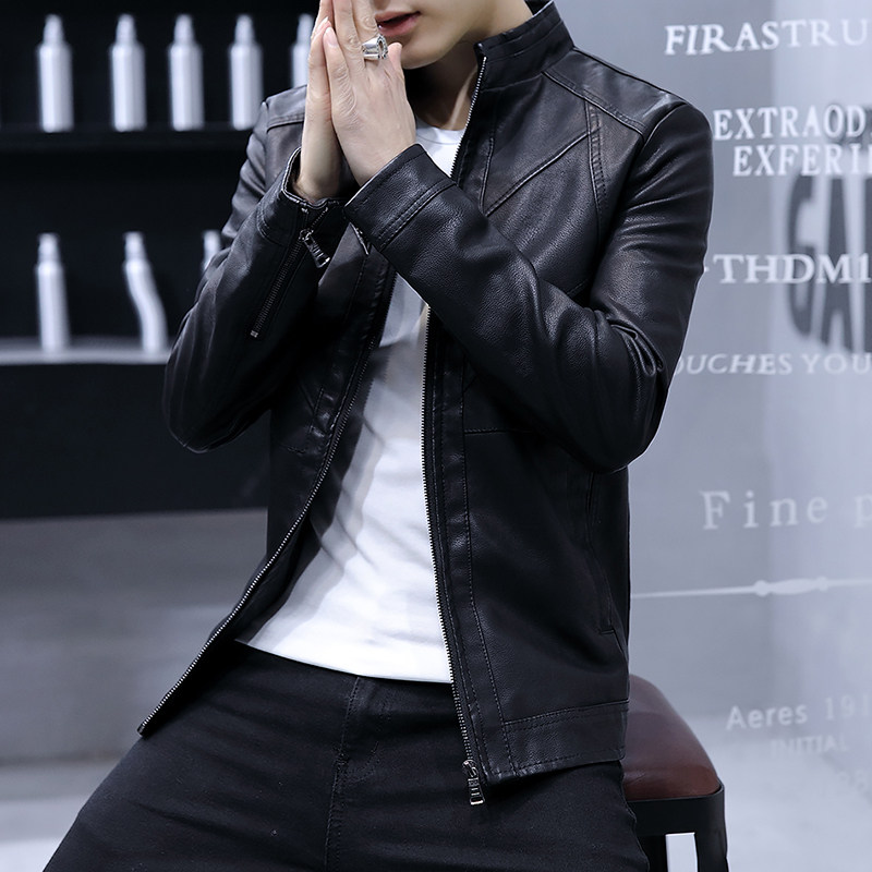 韩式正品春秋男皮夹克新潮品牌帅气摩托车皮夹克修身休闲男皮夹克