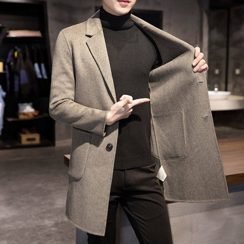 双面羊绒大衣男款秋冬季中长款风衣加厚高端休闲男士羊毛呢子外套