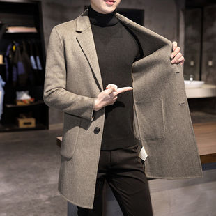 双面羊绒大衣男款秋冬季中长款风衣加厚高端休闲男士羊毛呢子外套