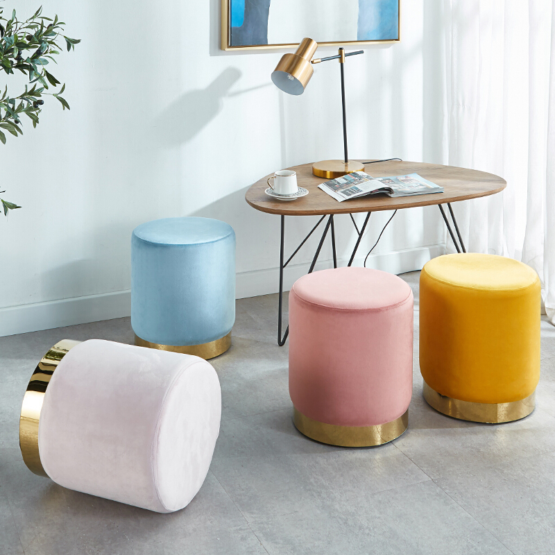 北欧美式客厅沙发凳梳妆凳ins