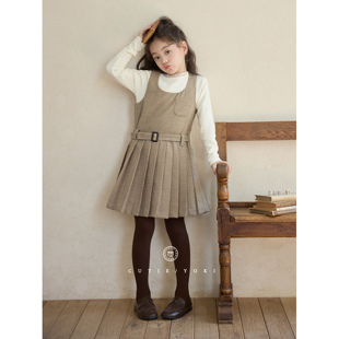 CUTIEYOKI童装 中大童亲子学院风千鸟格羊毛背心裙