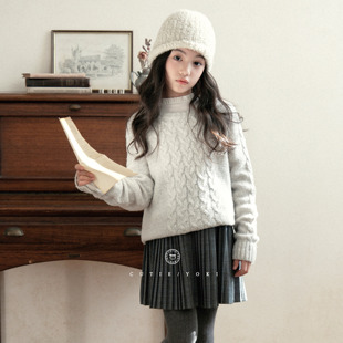 CUTIEYOKI童装 可奶可盐醋酸羊毛麻花套头毛衣 大童亲子针织衫